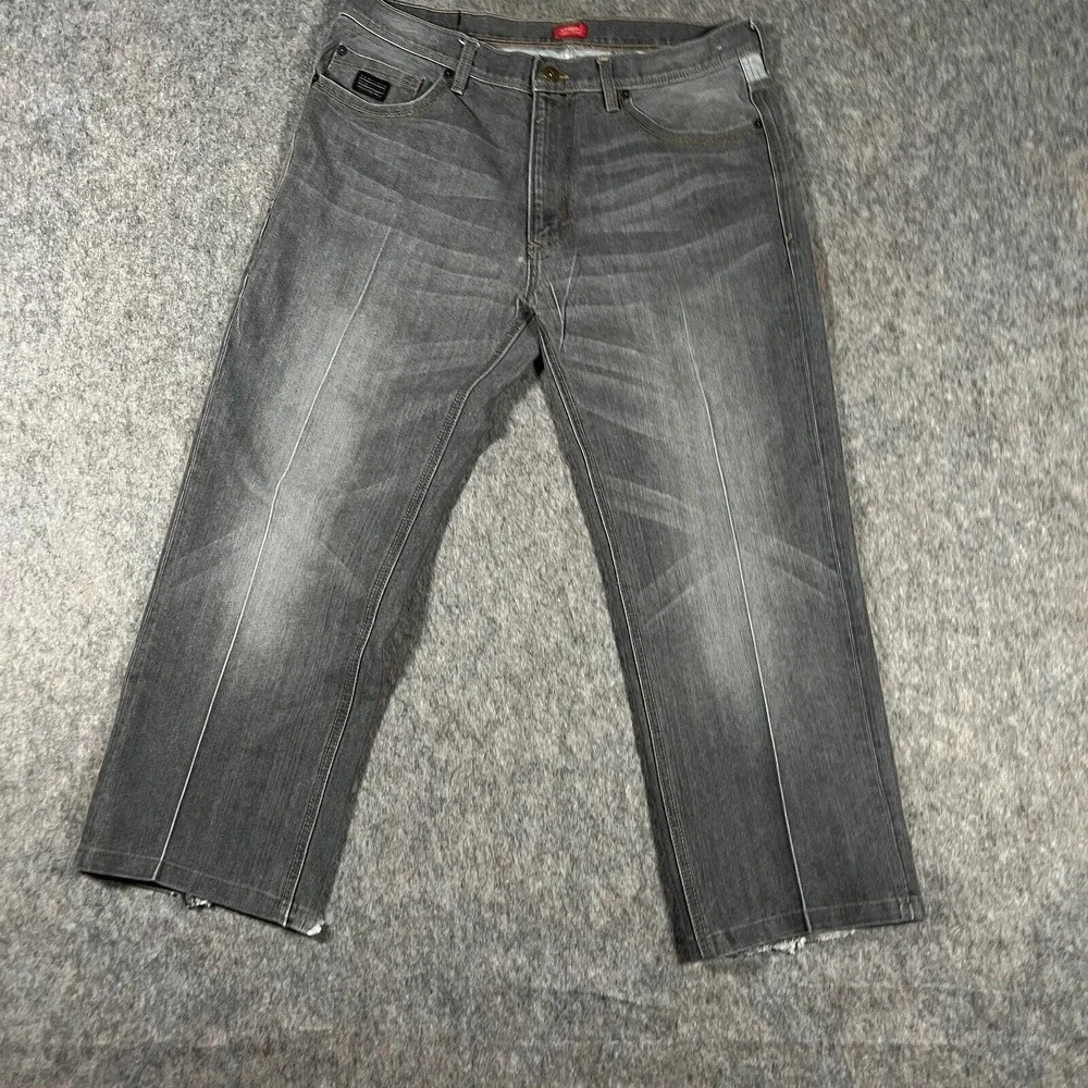 Sean John Hamilton Men's Straight Jeans Size 36x32 Gray‎ Denim Cotton Distressed